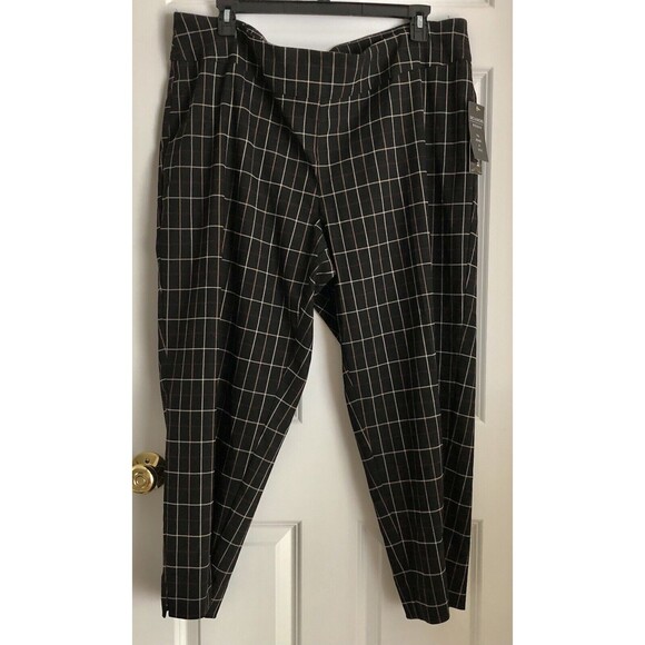 Zac & Rachel Women's Pants Size 22W Black Plated Pullover Stretch Stripe Ankle - Picture 1 of 6